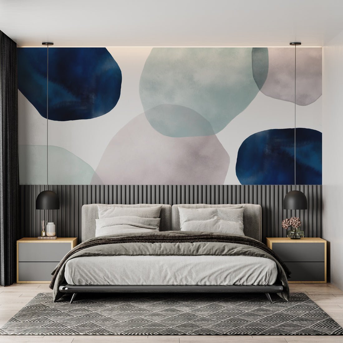 Papier peint cercle abstrait watercolor - papier peint sur mesure francais - muralconcept