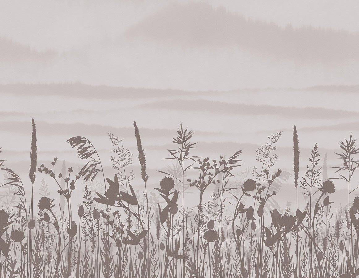 Papier peint panoramique brindille monochrome, mural concept, tendance