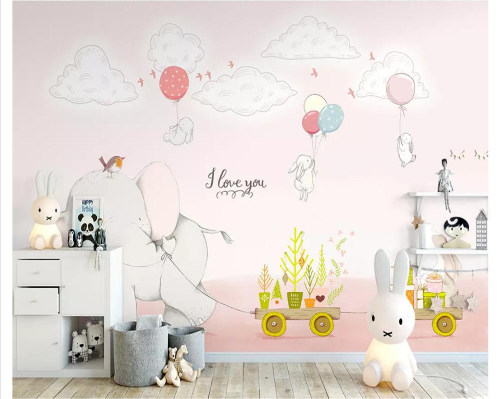 Papier peint chambre Bébé Eléphant Rose muralconcept
