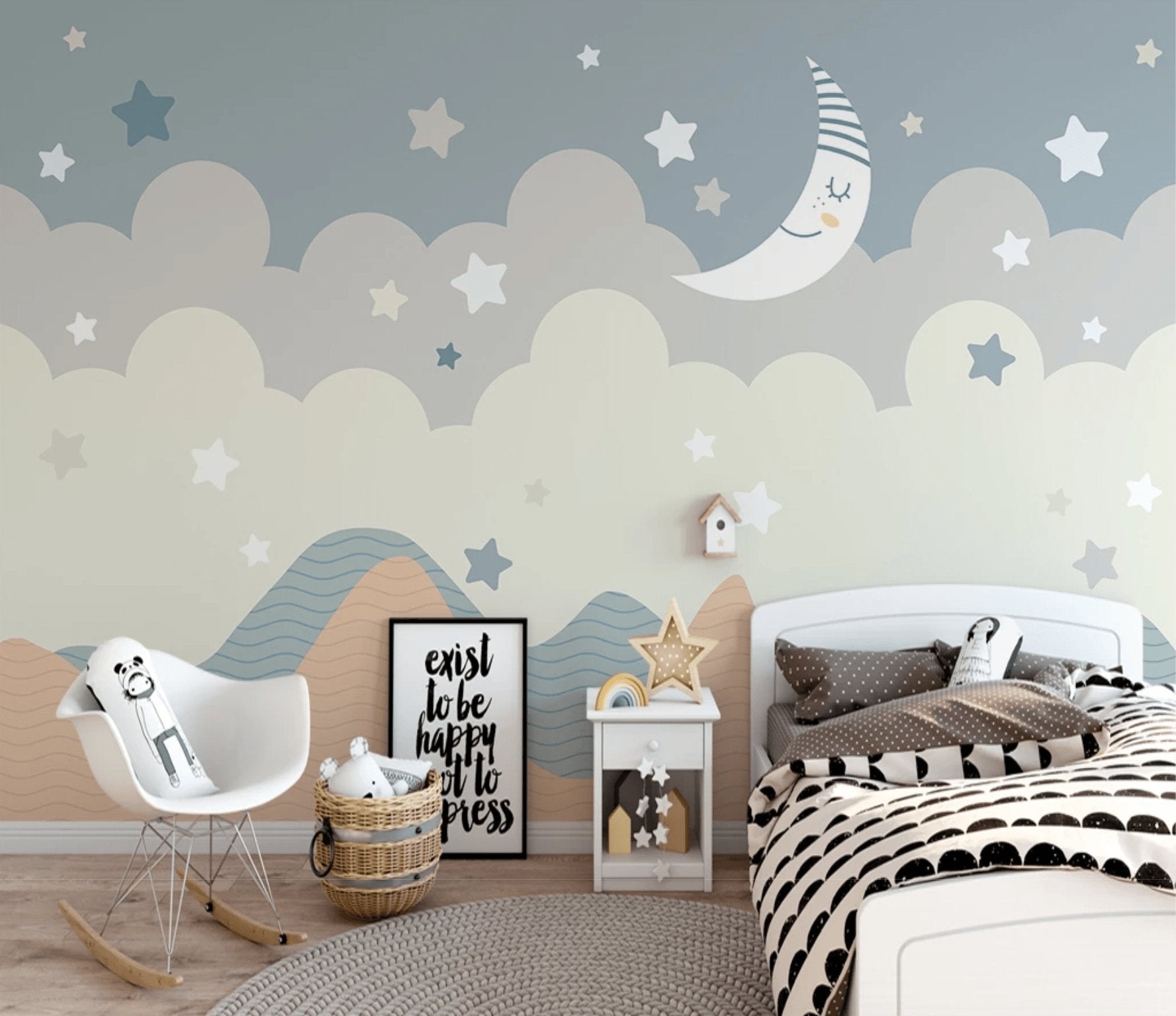 Papier peint bébé nuage ciel & rêve - papier peint sur mesure francais - muralconcept