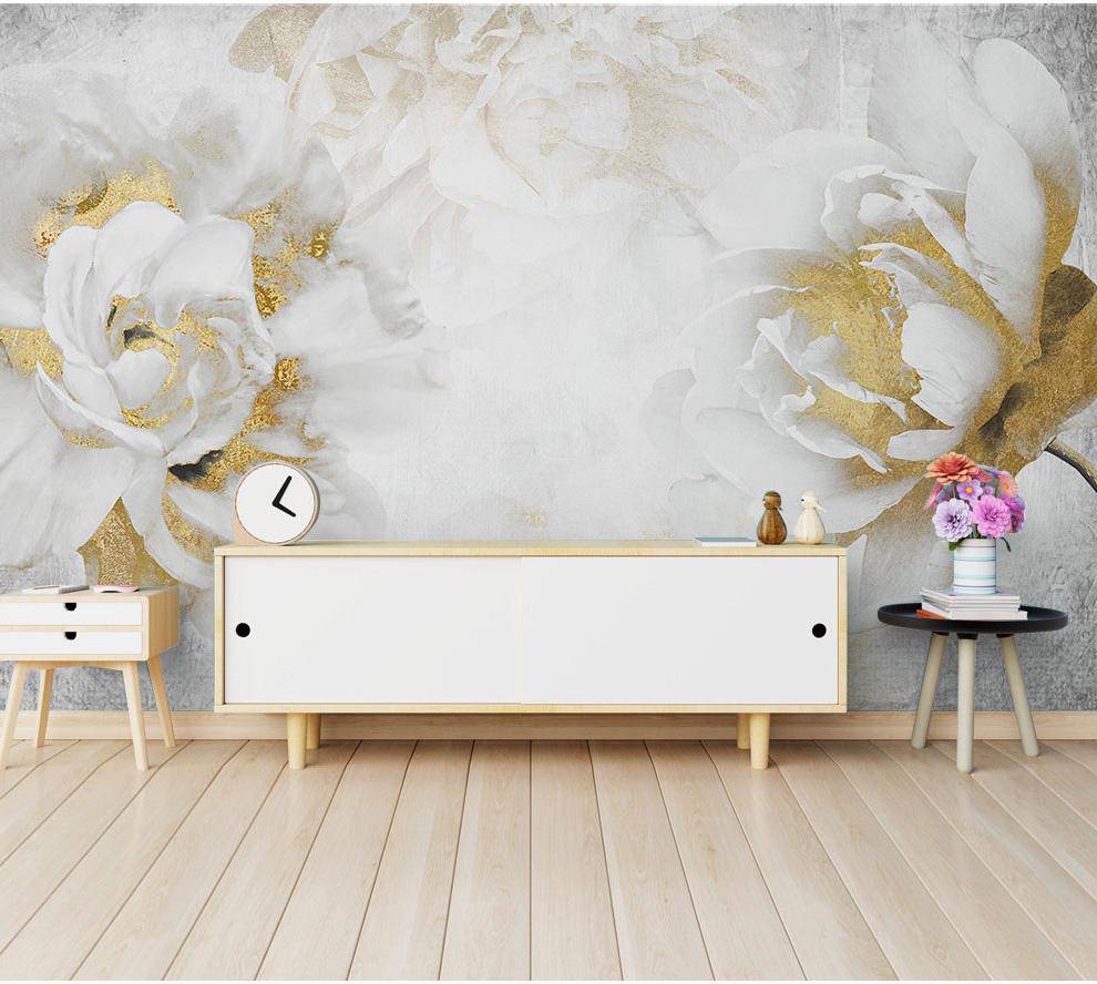 Papier peint Fleur Or - papier peint sur mesure francais - muralconcept