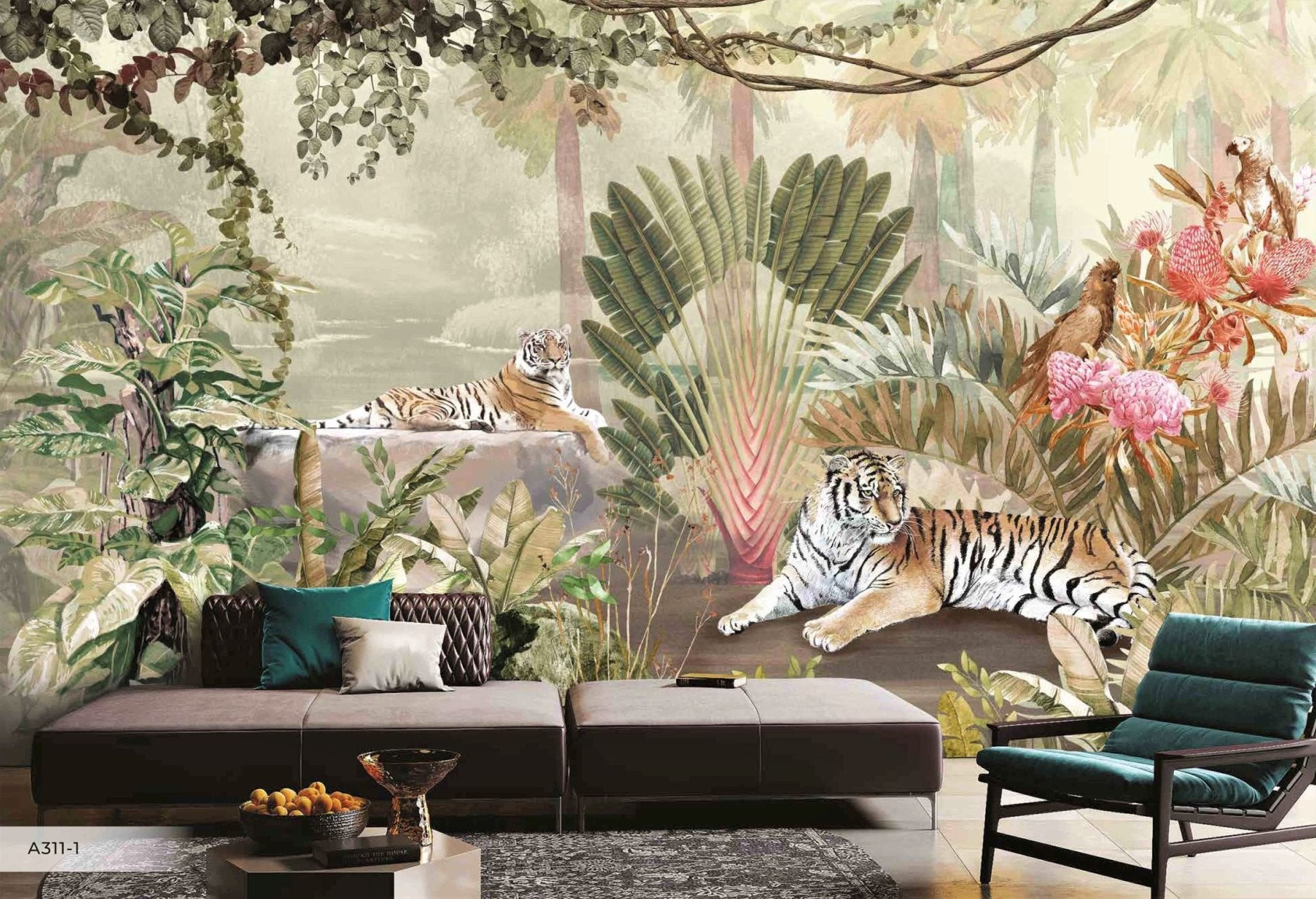 Papier peint Jungle & Tiger - papier peint sur mesure francais - muralconcept