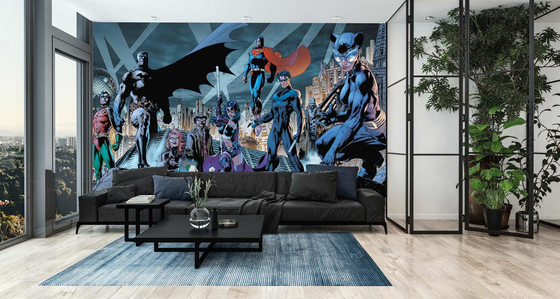 Papier peint panoramique bd super Héros justice league - papier peint sur mesure francais - muralconcept