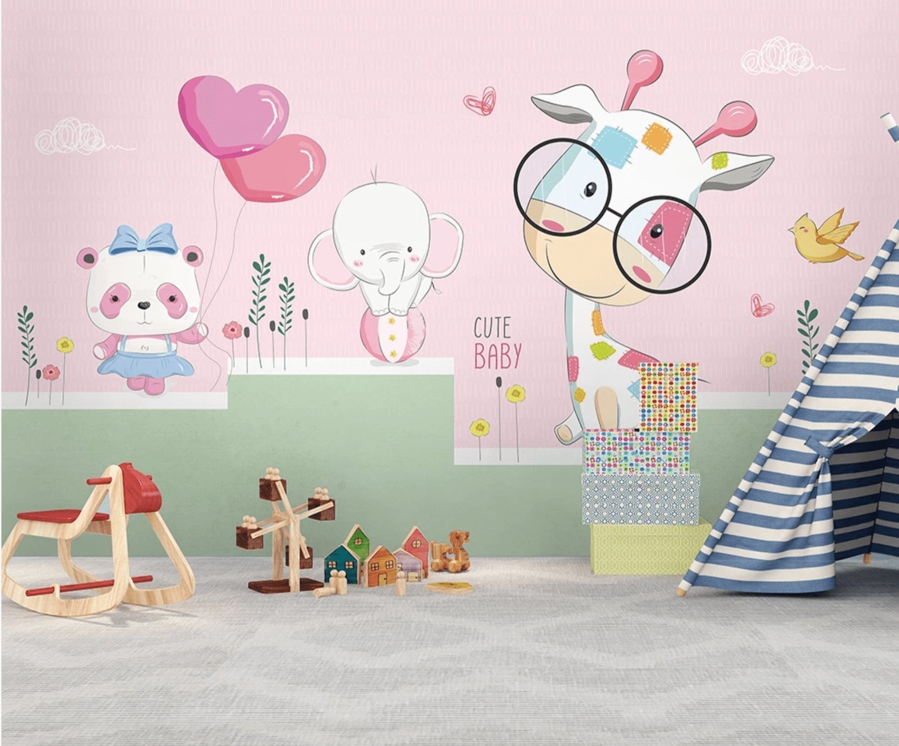 Papier peint panoramique Craquante Girafon - papier peint sur mesure francais - muralconcept