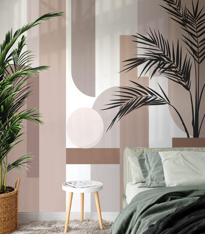 Papier peint panoramique géométrique terracotta - papier peint sur mesure francais - muralconcept