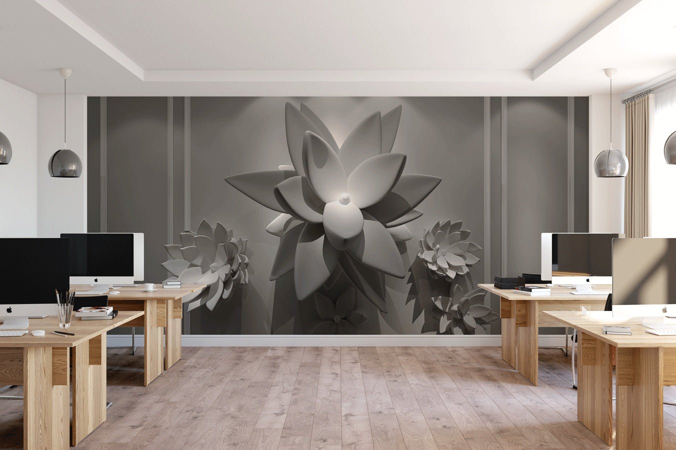 Papier peint 3D fleur cadre - Muralconceptpapier_peint_sur_mesure