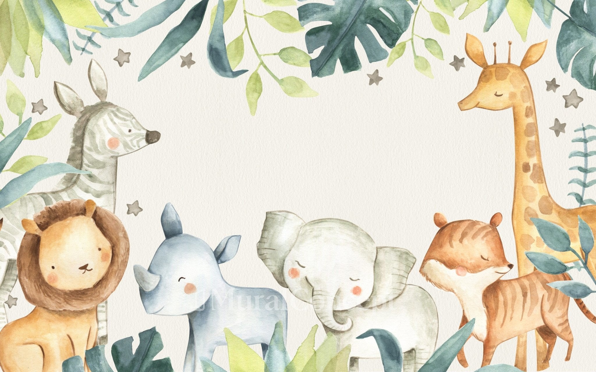 Papier peint Animaux de la jungle pour enfant - panoramique français