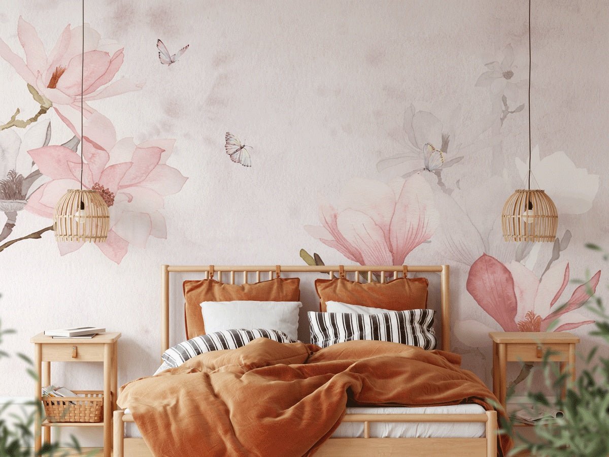 Magnolia Pink Aquarell Tapete