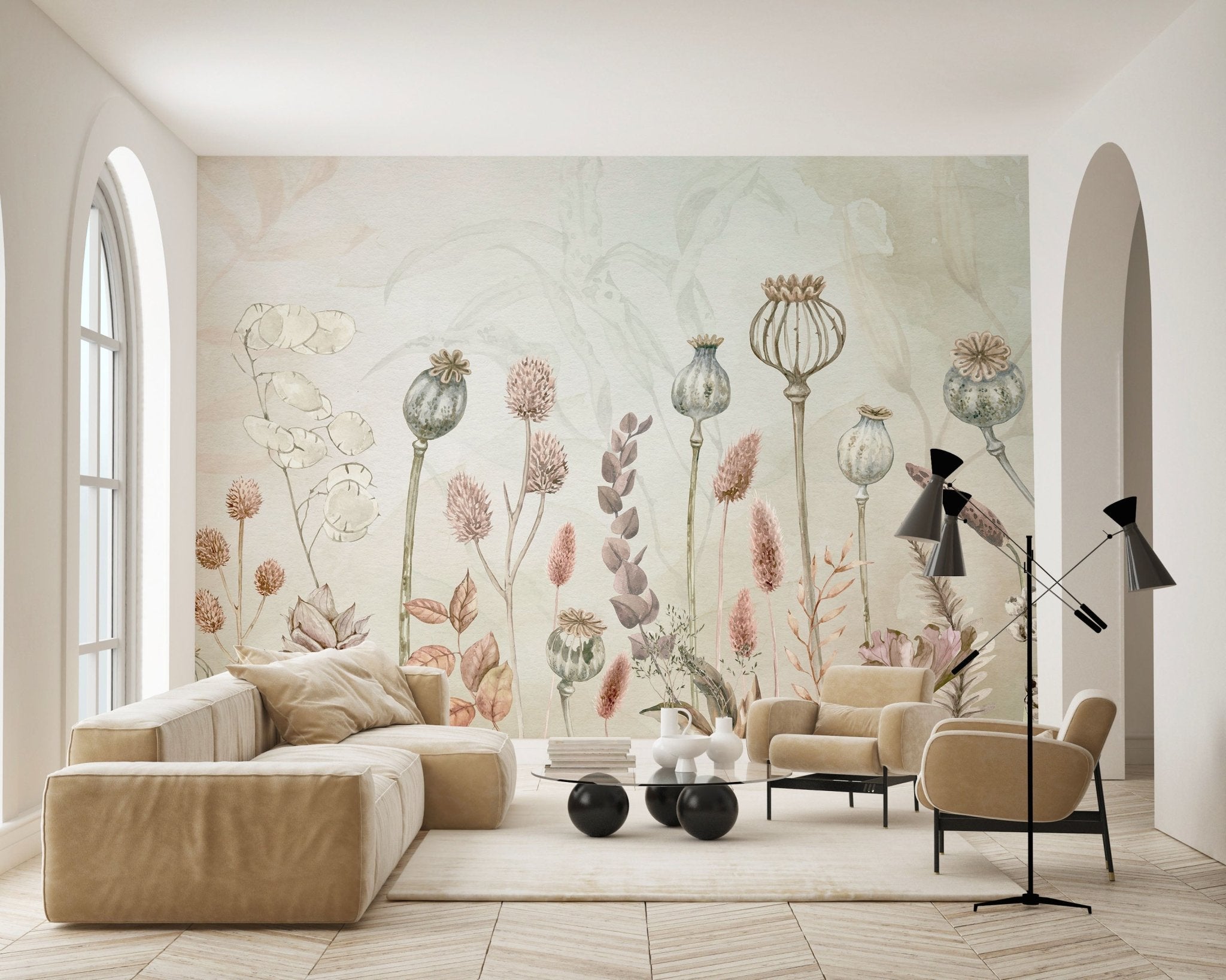 Papier peint automne des fleurs - panoramique français