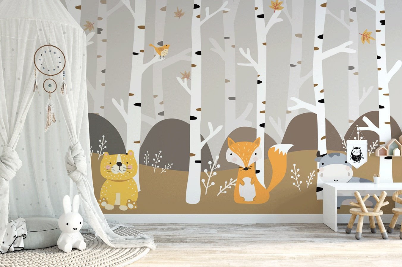 Papier peint chambre bébé animaux dans la forêt - Muralconceptpapier_peint_sur_mesure