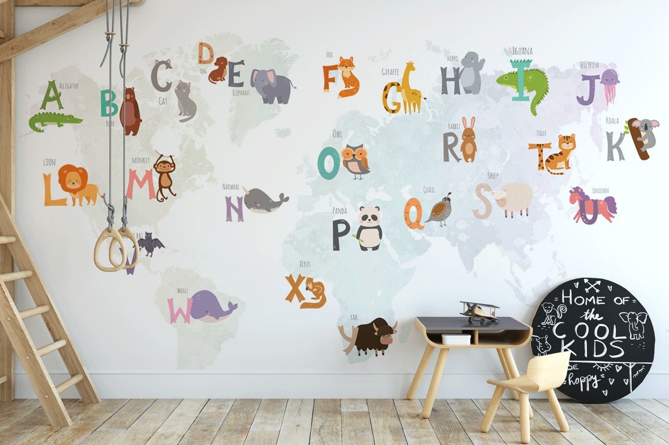 Papier peint chambre enfant carte du monde éducative - Muralconceptpapier_peint_sur_mesure