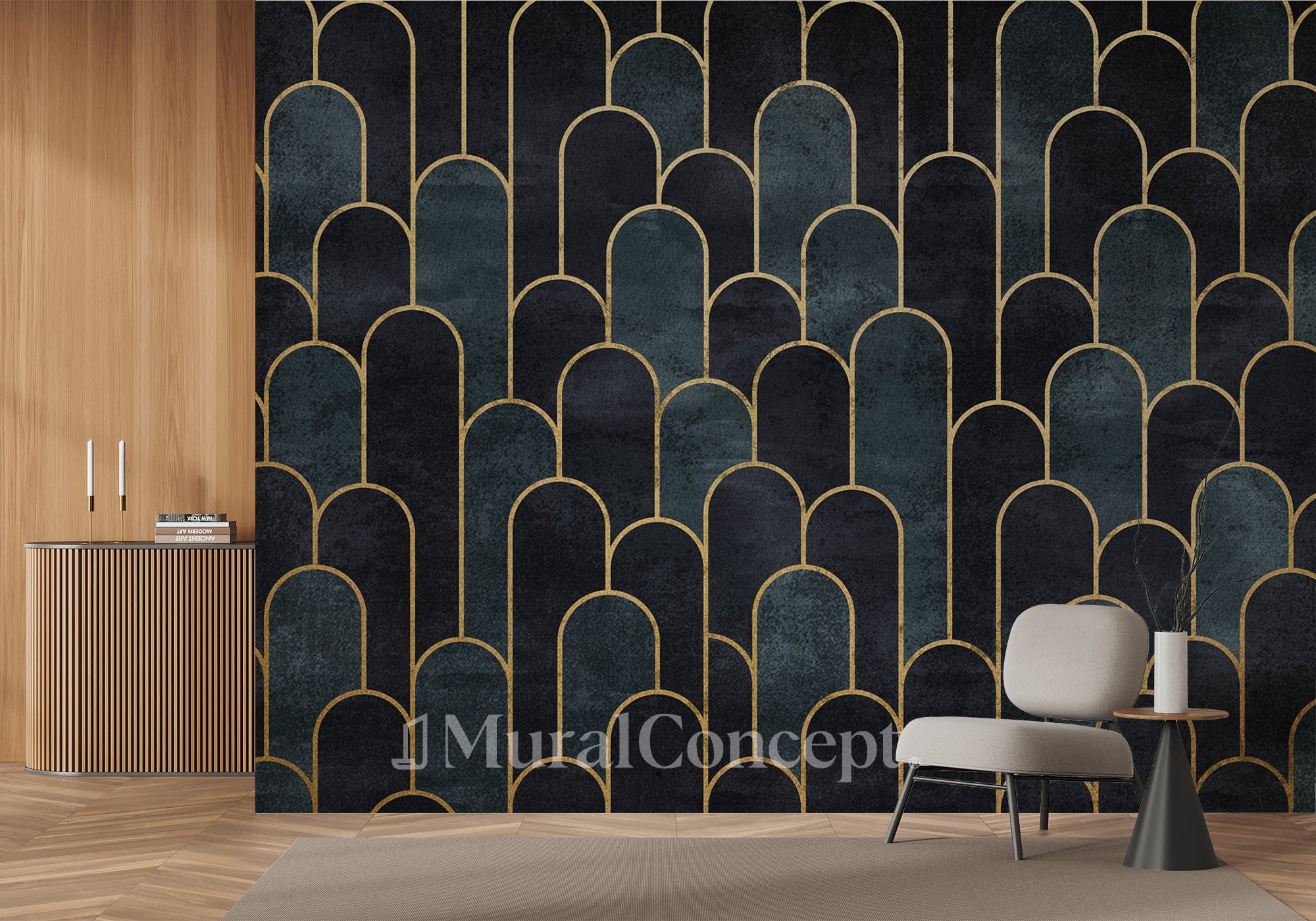 Papier peint dark blue chic - panoramique français