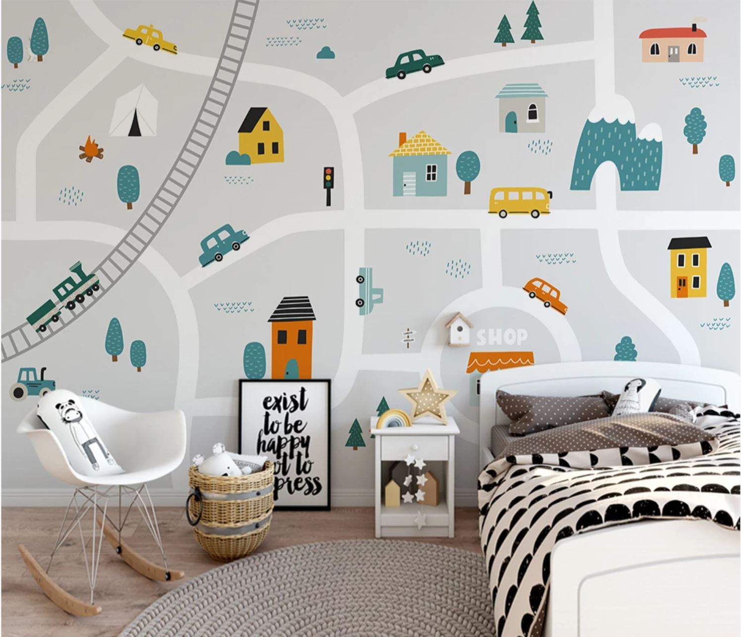 Papier peint enfant circuit automobile - papier peint sur mesure francais - muralconcept
