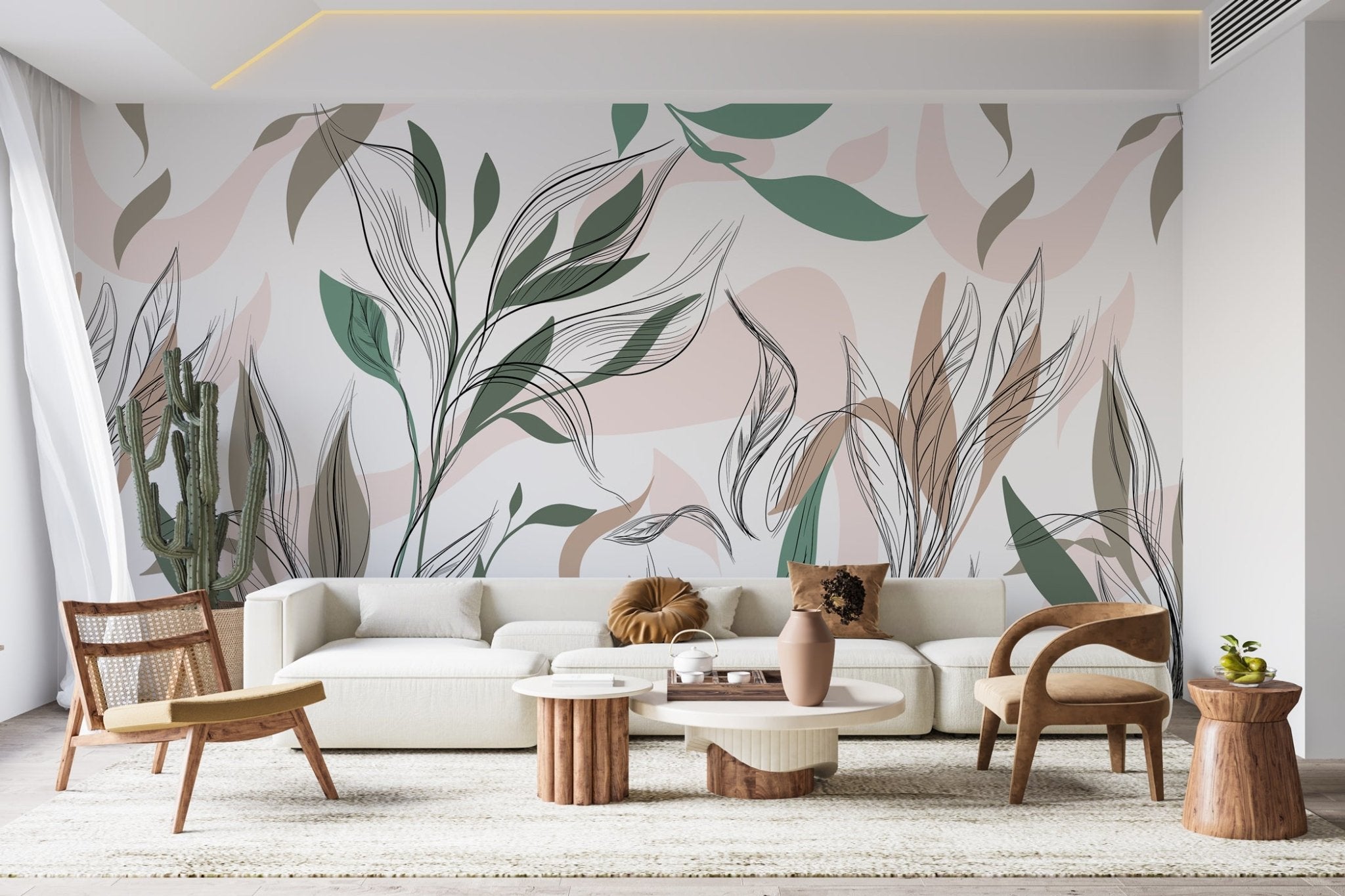 Papier peint panoramique fleur graphique - panoramique sur mesure francais - muralconcept