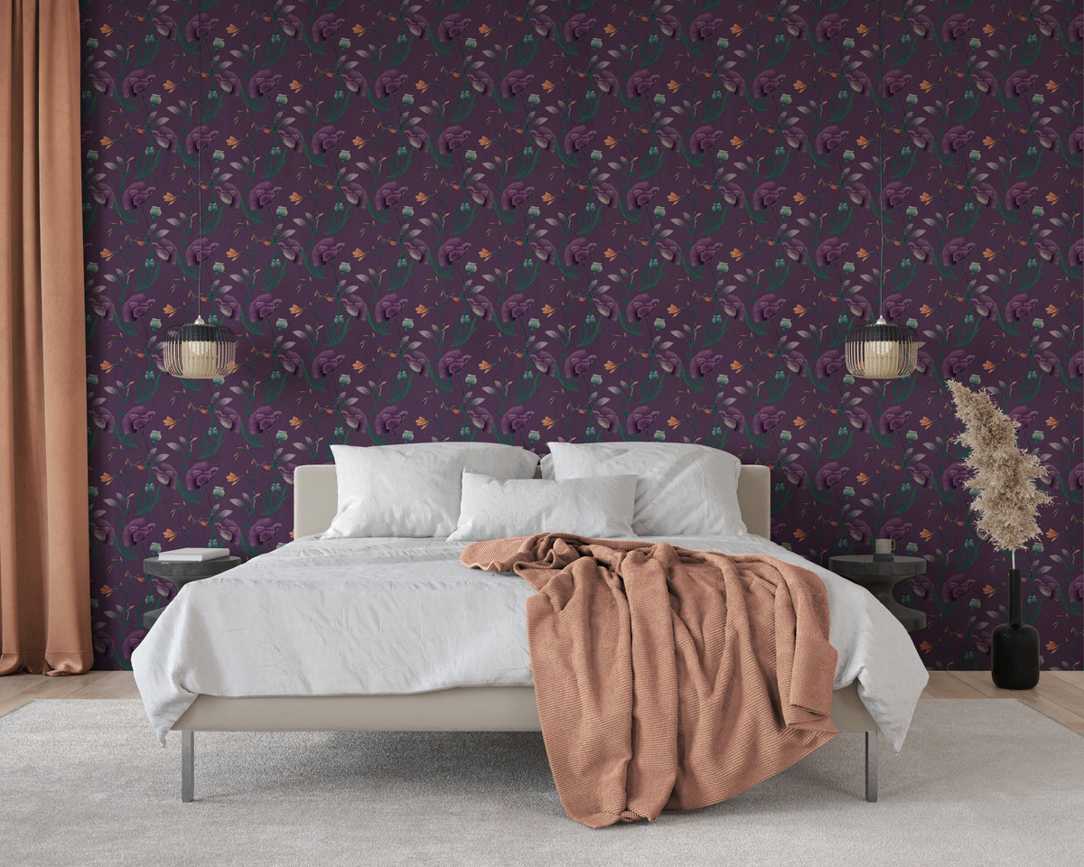 Floral wallpaper purple