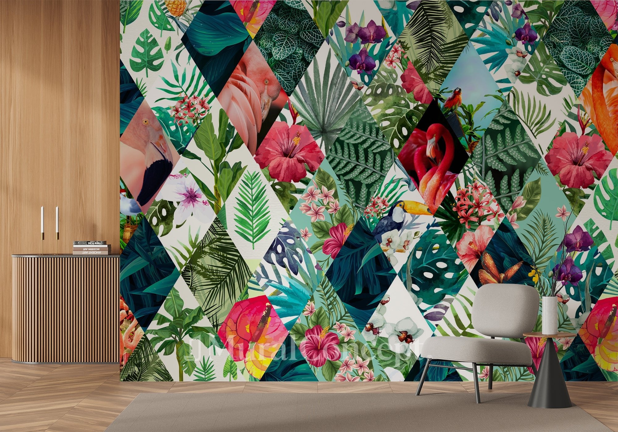 Papier peint Jungle Mosaïque - panoramique français