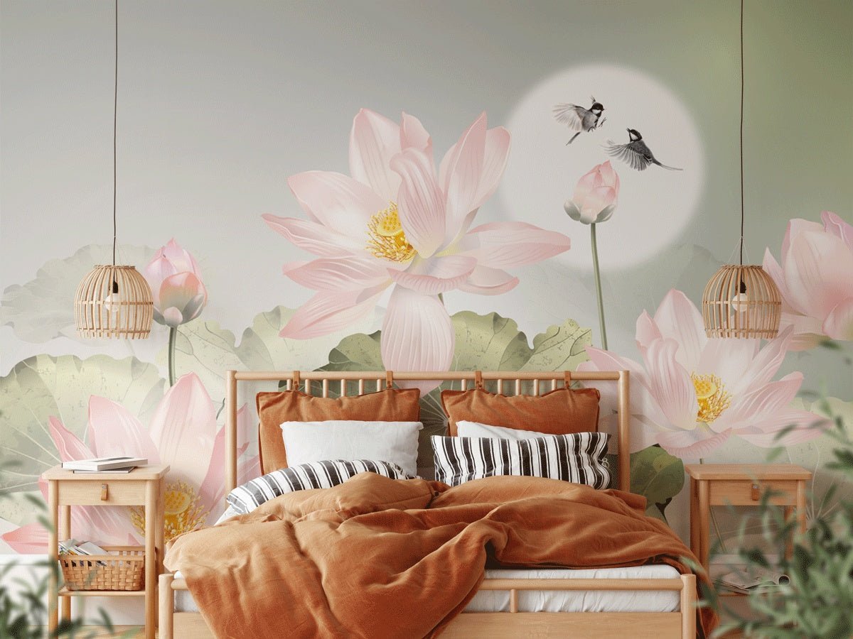 Papier peint orchidée floral romantique - Muralconceptpapier_peint_sur_mesure