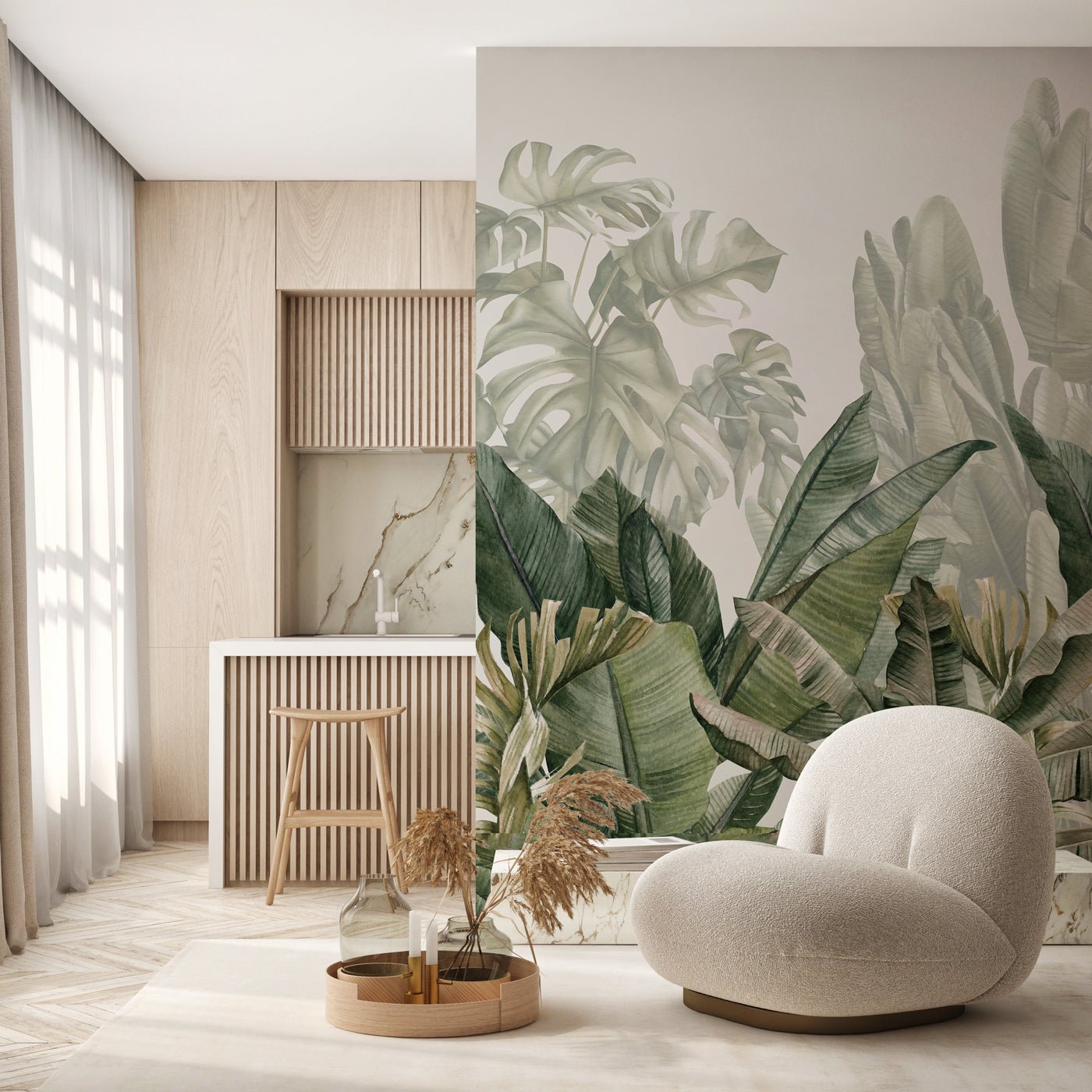 Papier peint panoramique bananier vert - panoramique français