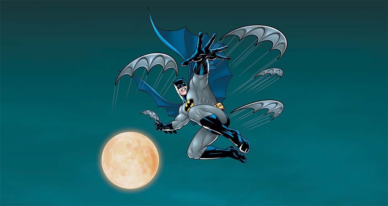 Papier peint panoramique héro batman BD full moon combat - papier peint sur mesure francais - muralconcept