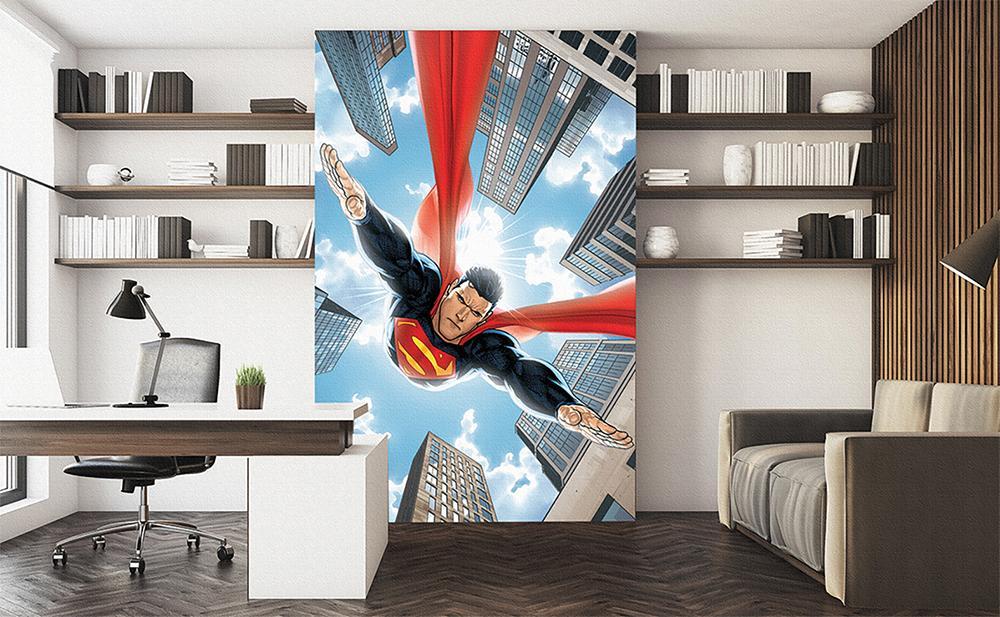 Panorama-Tapete Held Superman Comic Überflug City Vintage