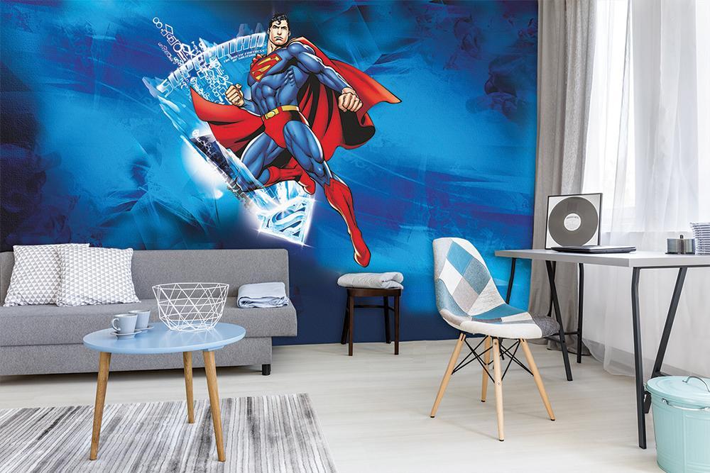 Panorama-Tapete Held Superman Comic Vintage Sofortstart Blau
