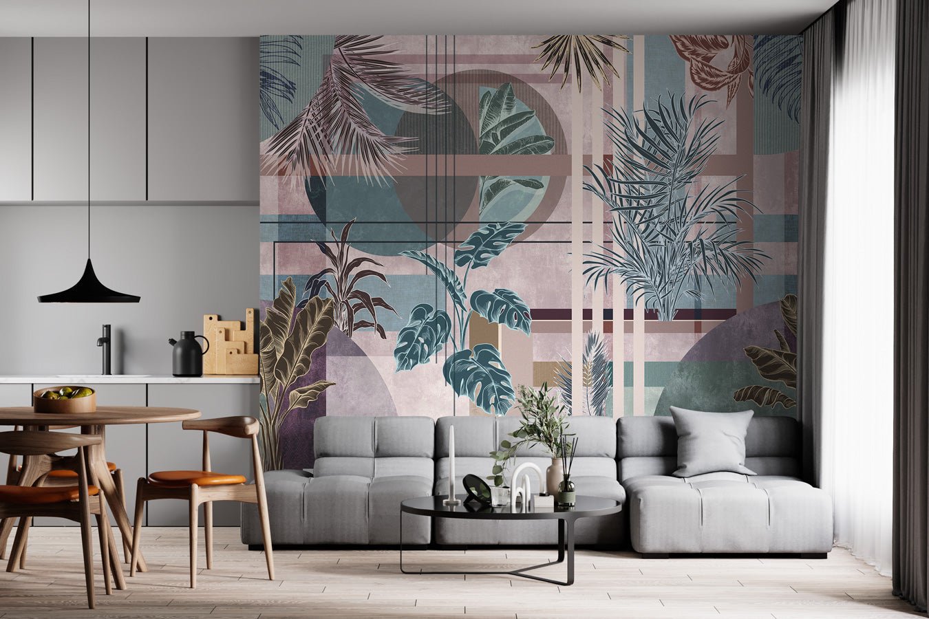 Papier peint bleu moderne design - papier peint sur mesure francais - muralconcept