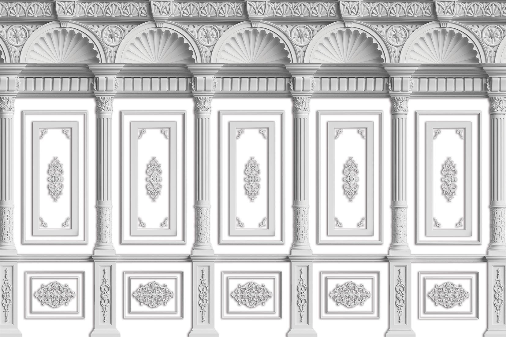 Papier peint panoramique moulure Haussmanienne Architecturale - papier peint sur mesure francais - muralconcept