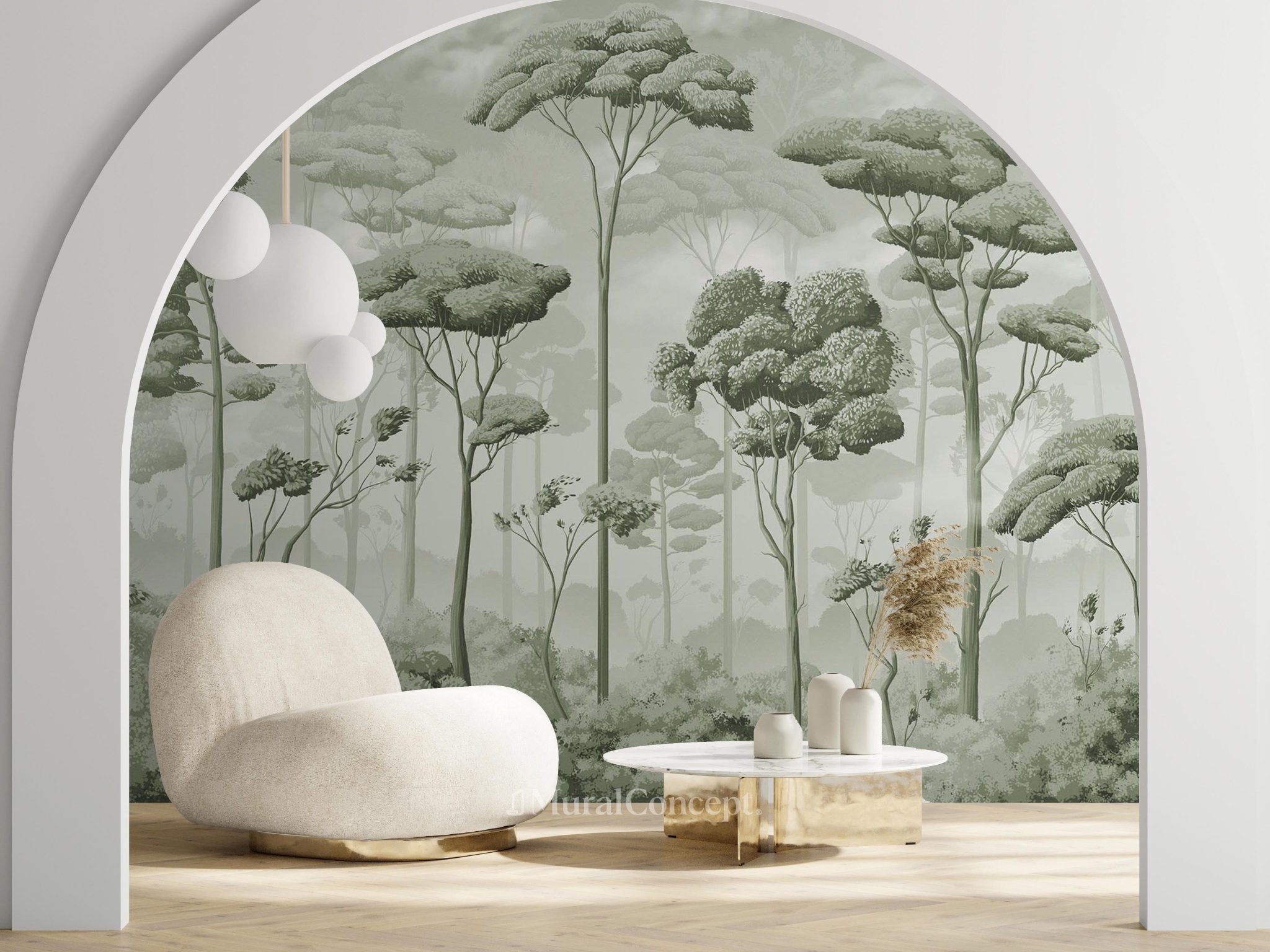 Papier peint panoramique pinède volupté vert - panoramique français