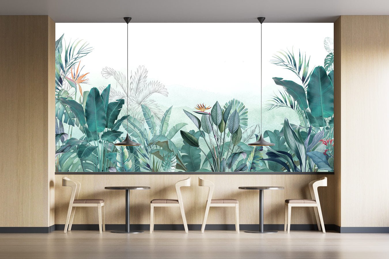 Papier peint panoramique tropical quintessence - papier peint sur mesure francais - muralconcept