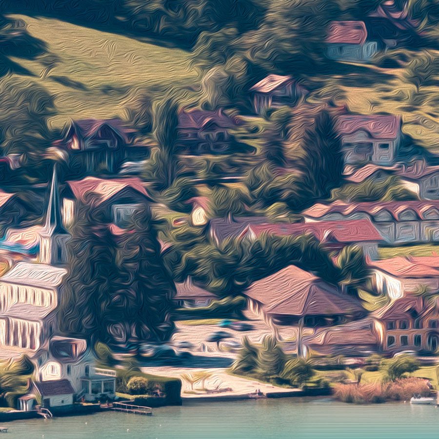 Papier peint photo Annecy chateau Duingt - Muralconceptpapier_peint_sur_mesure