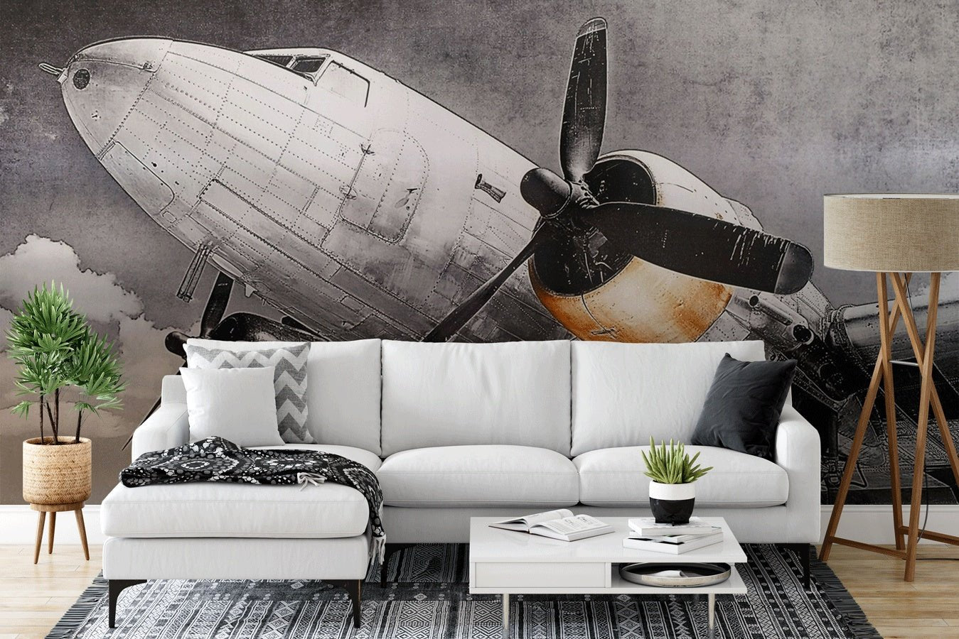 Papier peint réaliste vintage aviation pilote - Muralconceptpapier_peint_sur_mesure