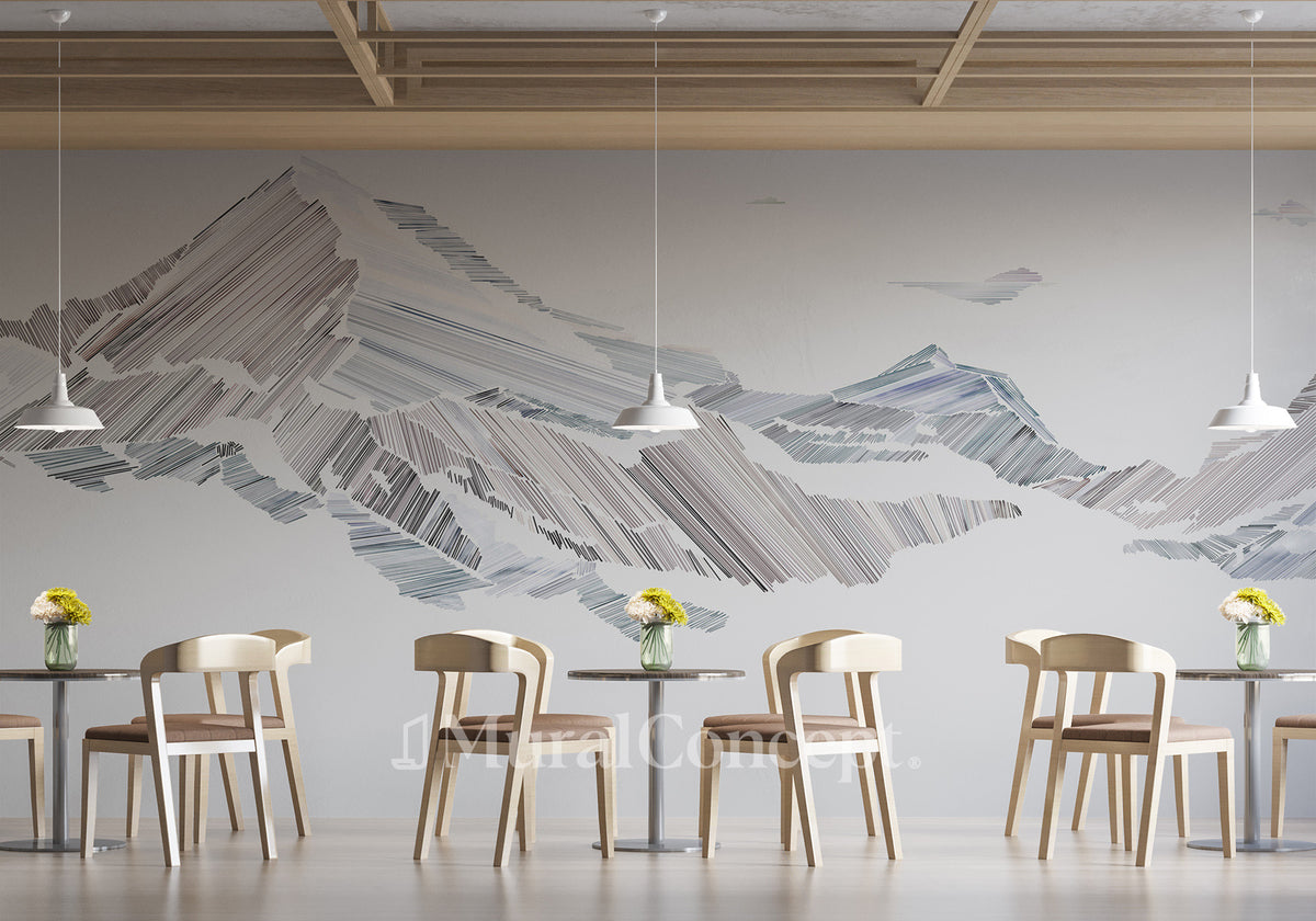 Tapete Restaurant Berg Grafik Stil