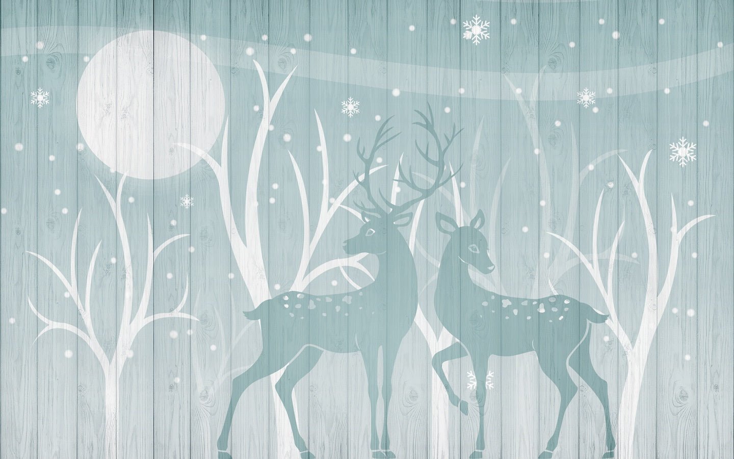 Papier peint tendance biche forêt bleue - Muralconceptpapier_peint_sur_mesure