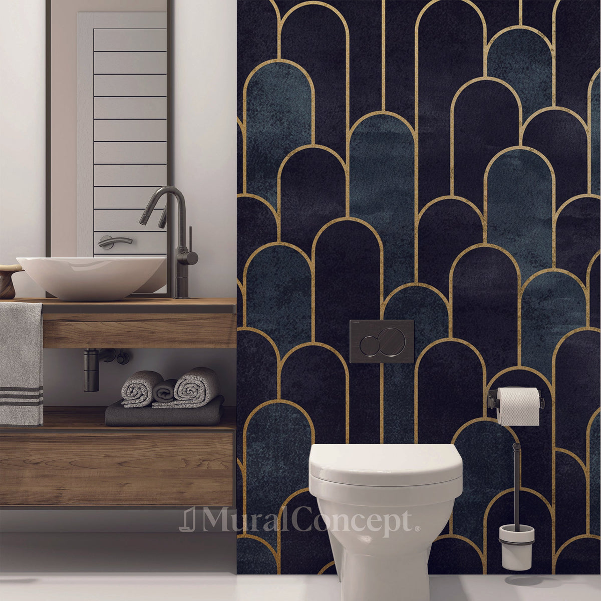 Dunkelblau schicke Toilettenwallpaper