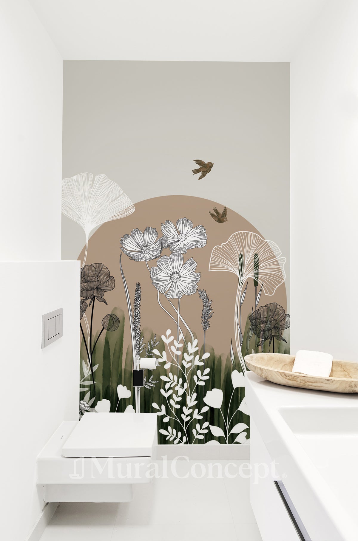 Blumenillustration Toilettenwallpaper