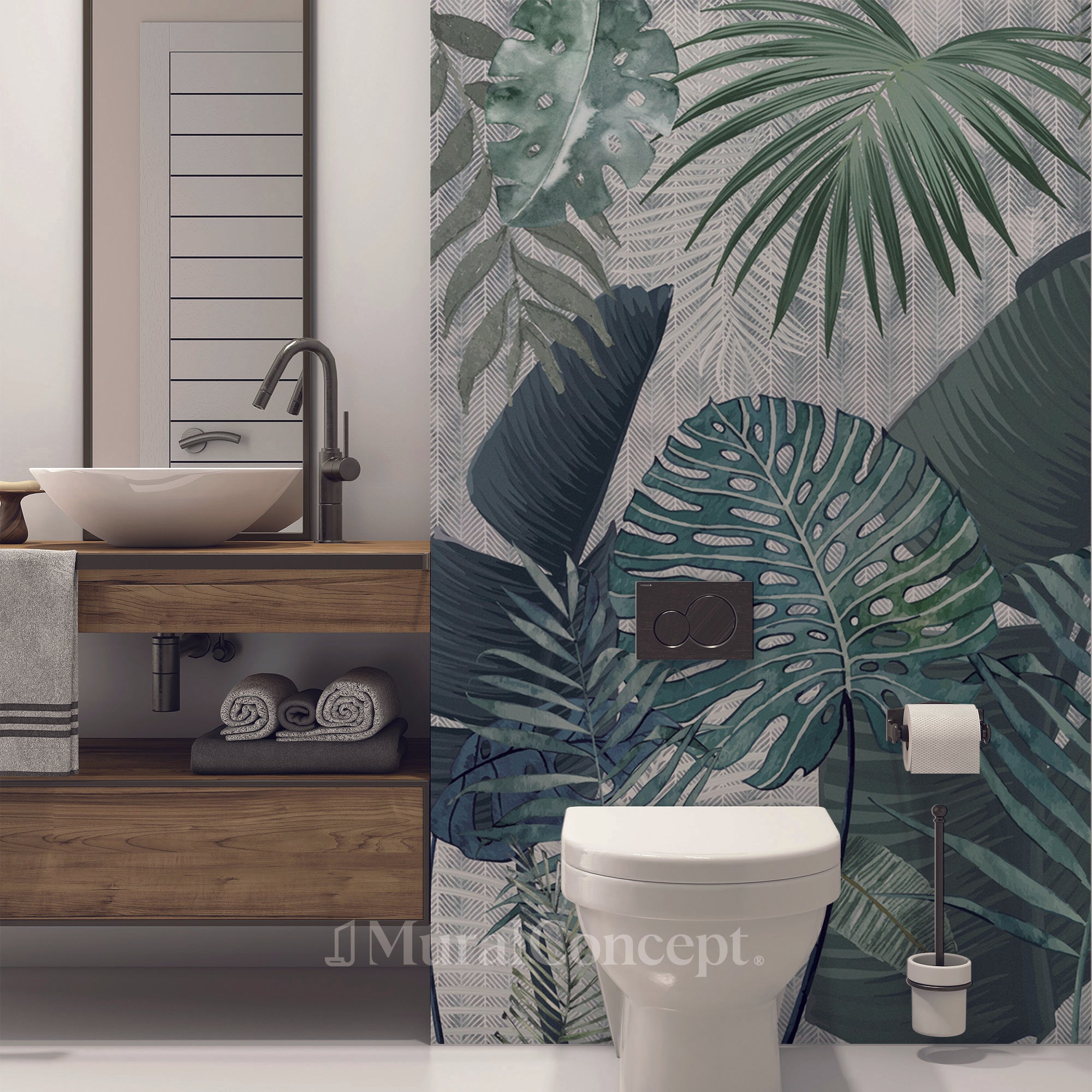 Papier peint toilette Jungle 2 - panoramique sur mesure francais - muralconcept