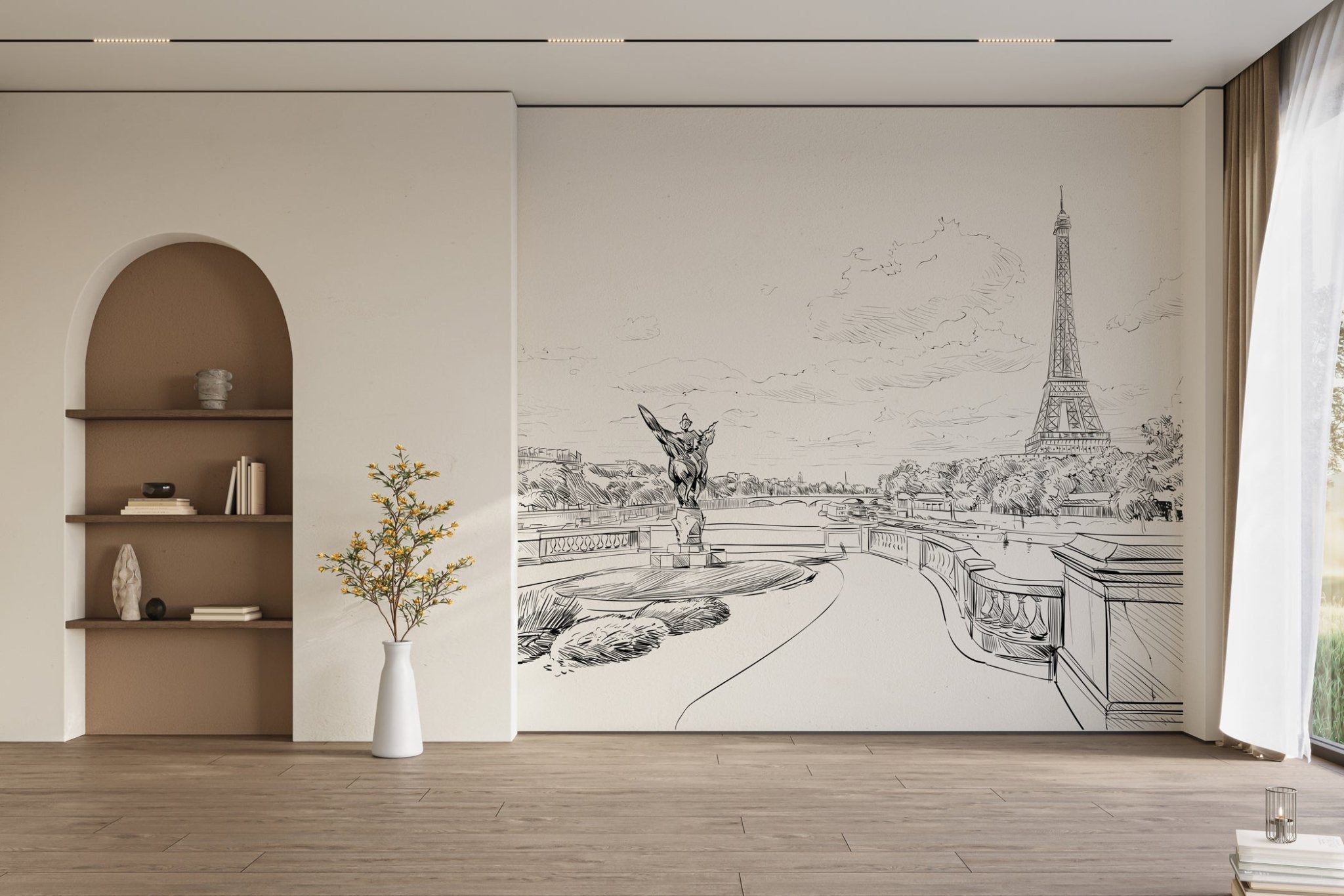 Papier peint pont Bir Hakeim vue tour Eiffel, mural concept, tendance