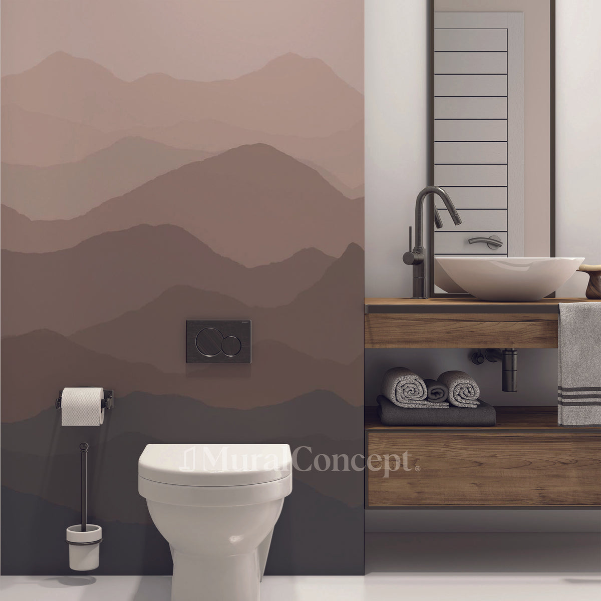 Panorama WC Wallpaper Dunes Terracotta