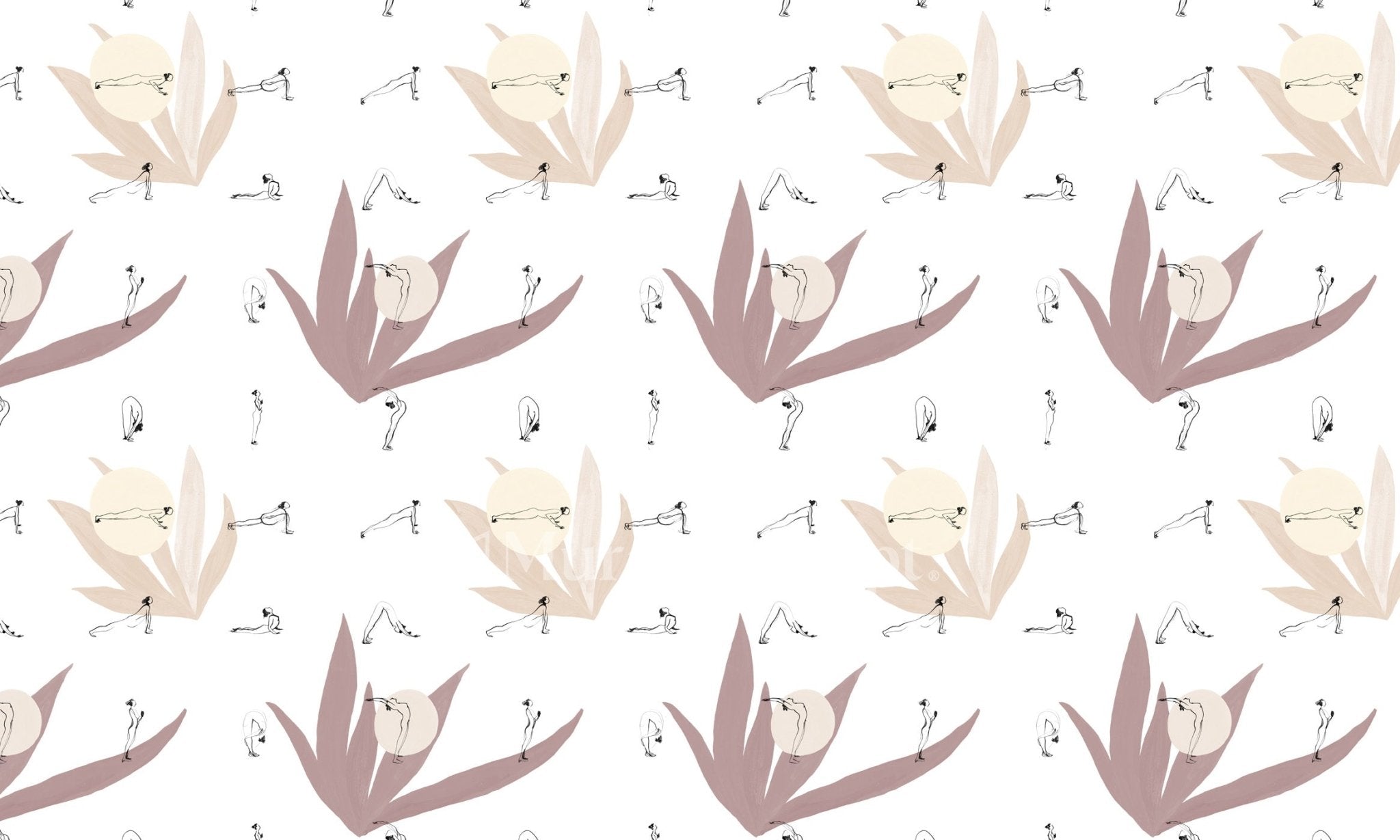 Papier peint salle de yoga lotus - panoramique français