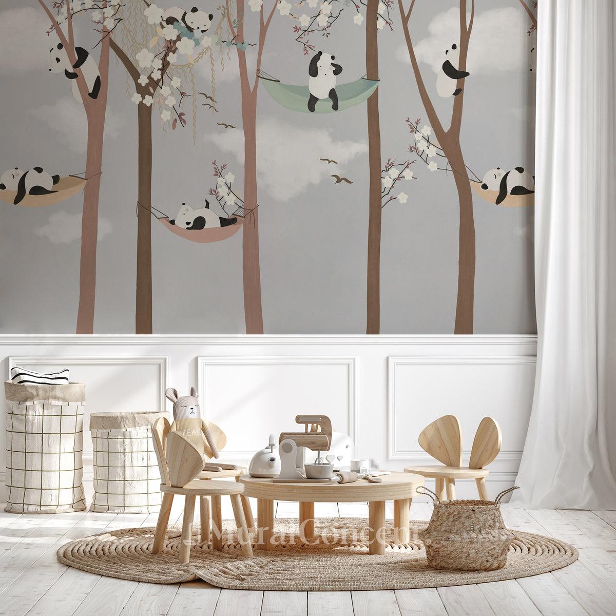 Panda Kinderzimmer Tapete