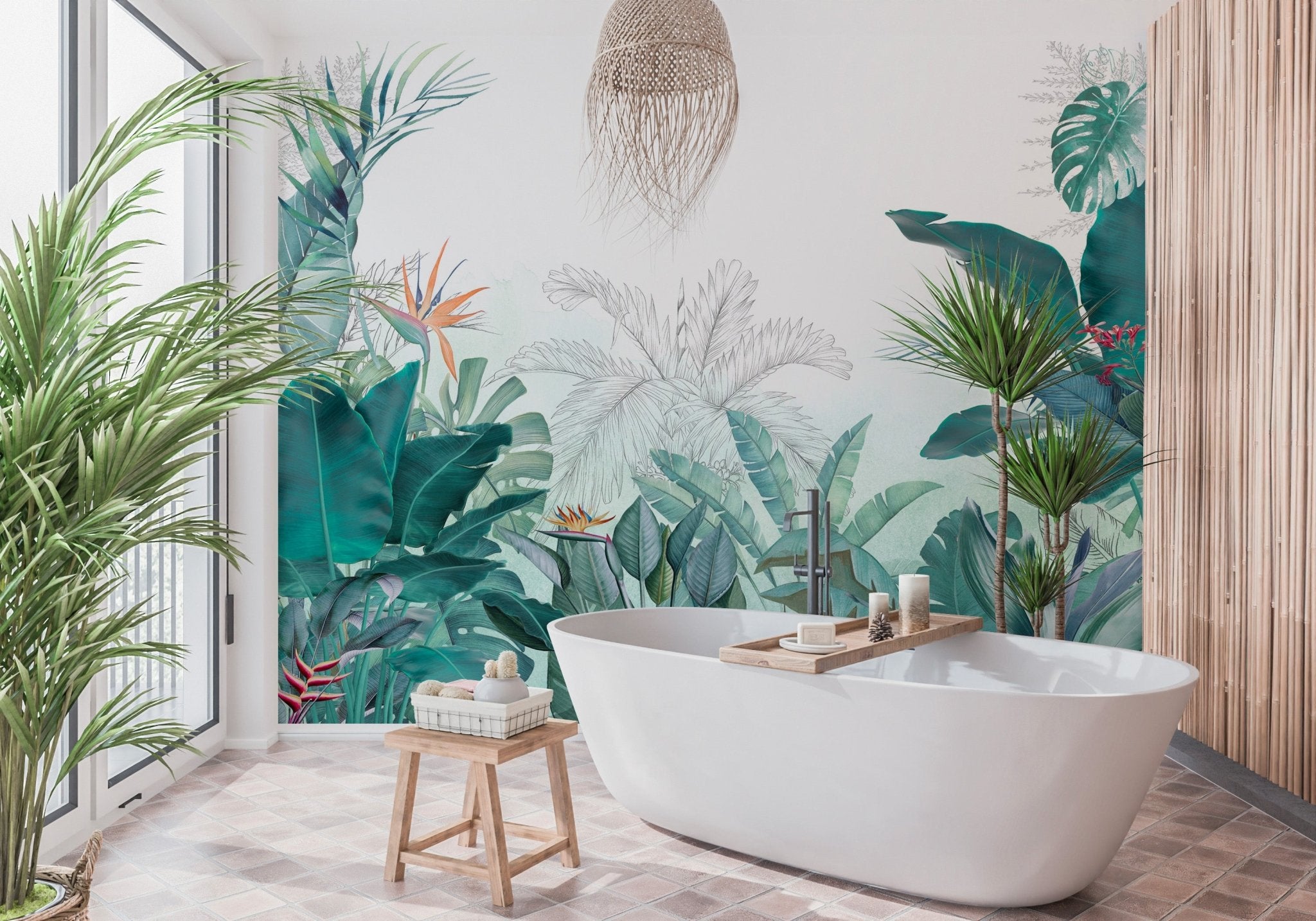 panoramique végétal sur mesure salle de bain 